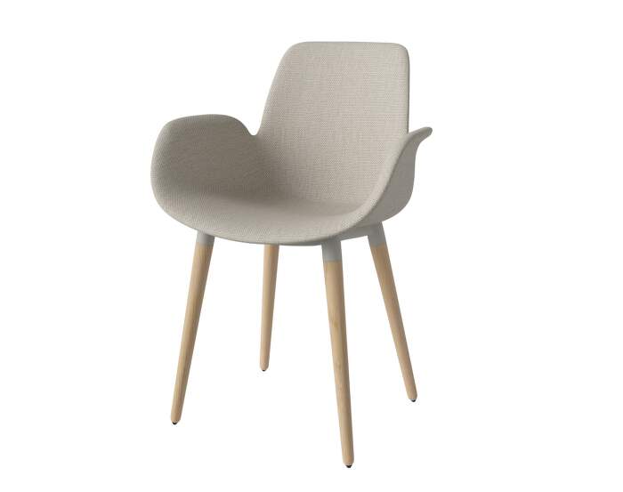 Seed Dining Armchair Wood Uph, white oak / ivory