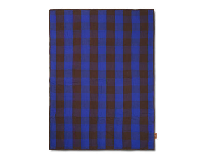 prikryvka-Grand Quilted Blanket, choco / bright blue