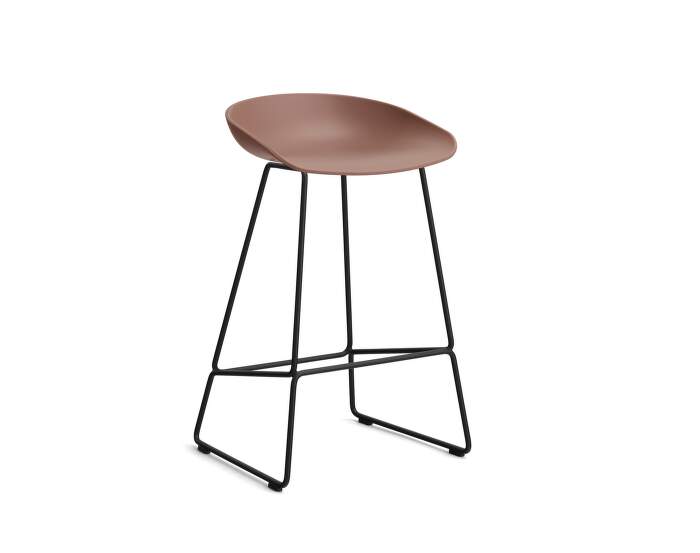 stolicka-AAS 38 Bar Stool Low Black Steel, soft brick