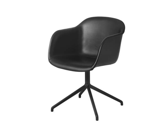 Židle Fiber, s otočnou podnoží, kůže/černá