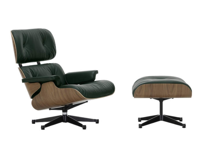Eames Lounge Chair & Ottoman Walnut Natural, Leather Premium F59 Jade