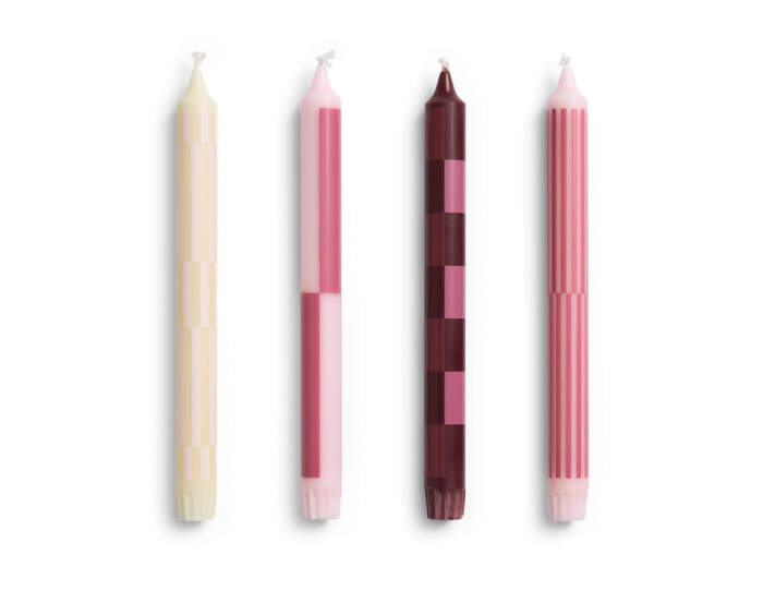 Svíčky Pattern Candle set 4ks, pink and bordeaux