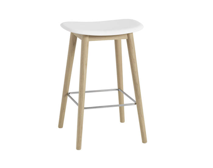 Barová stolička Fiber s dřevěnou podnoží, natural white/oak