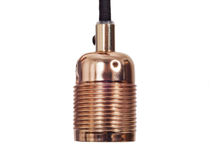 E27 pendant Copper, černý kabel