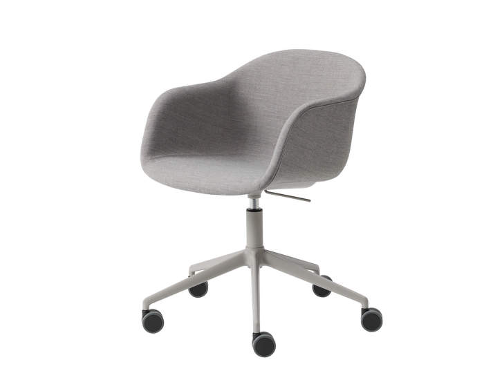 Židle Fiber Arm Chair Swivel čalouněná s otočnou podnoží na kolečkách, grey