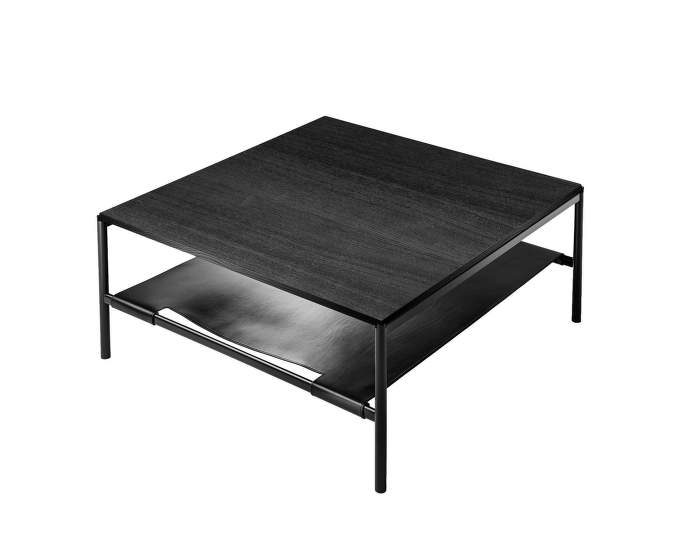 MIES Lounge Table, black ash veneer / black leather