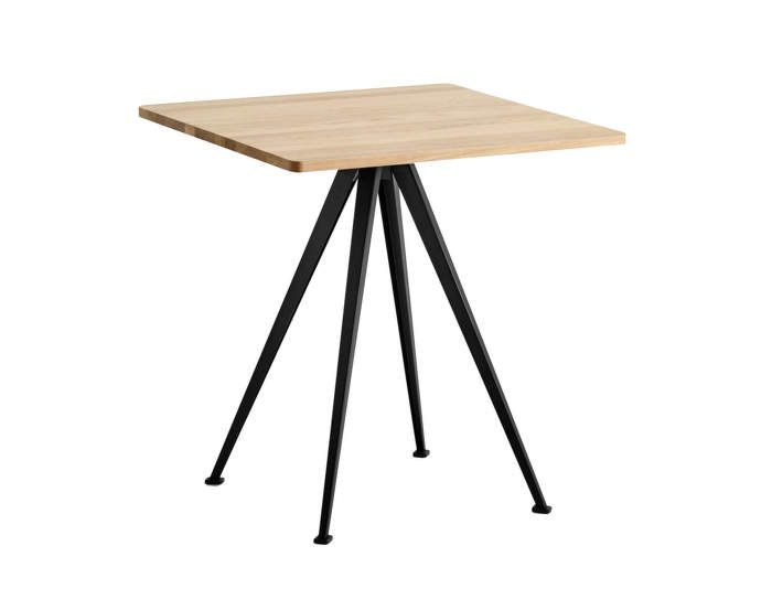 Pyramid Table 21, 70 x 70 x 74 cm, black powder coated steel / matt lacquered solid oak