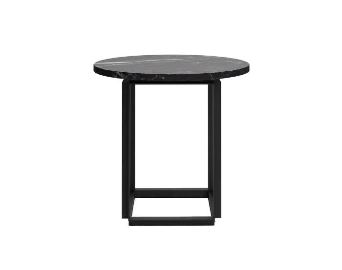 Florence Side Table Ø50 cm, Black Marquina Marble w. Black Frame