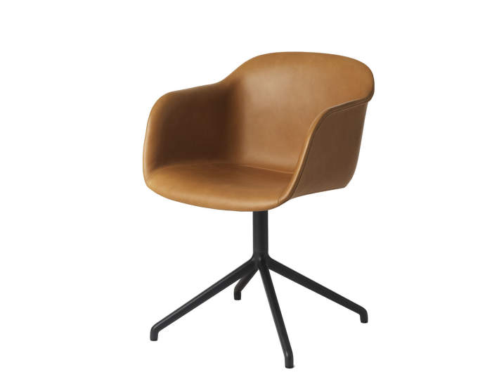 Židle Fiber, s otočnou podnoží, kůže/cognac