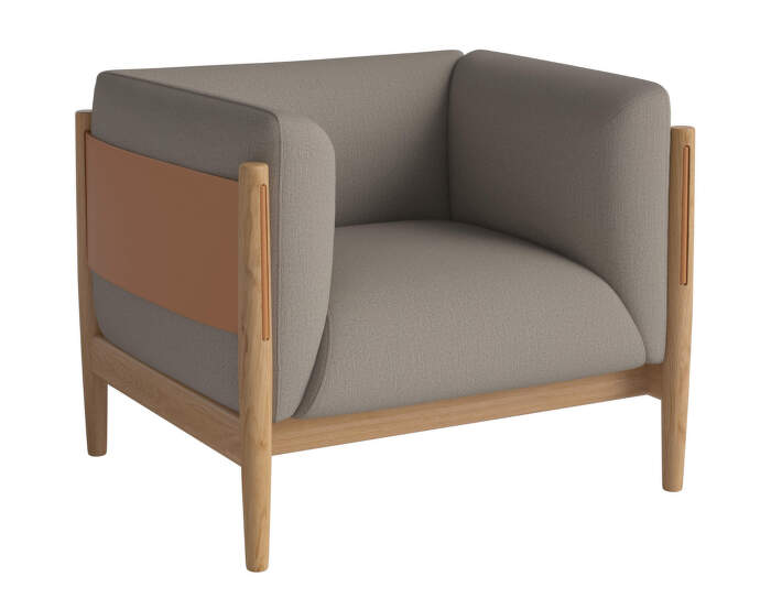 Křeslo Dive Oiled Oak, Beize dark beige/cognac leather
