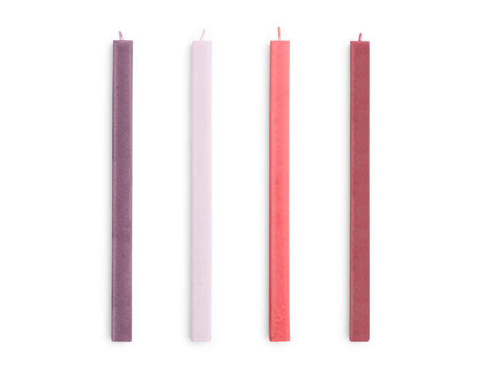 Svíčky Square Candle set 4ks, reds and bordeaux