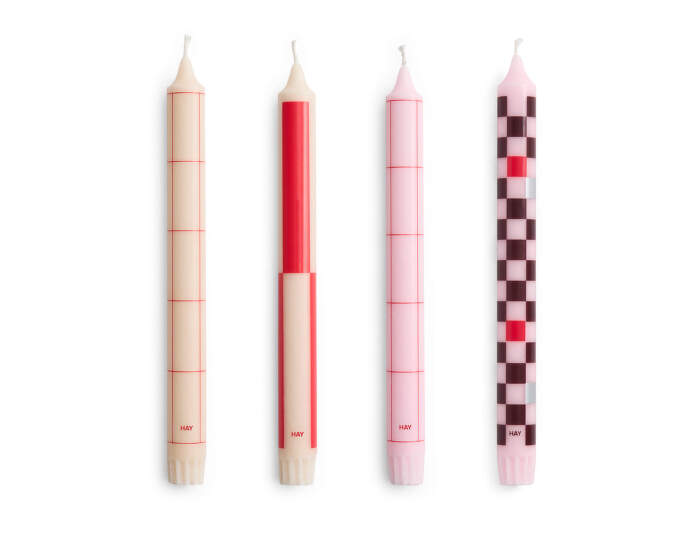 Svíčky Pattern Candle set 4ks, reds and bordeaux