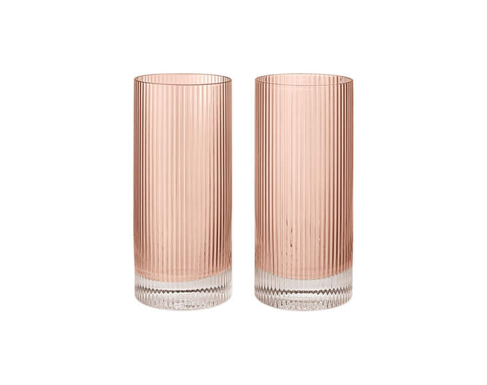 Sklenice Ripple Highball Glasses set 2ks, blush