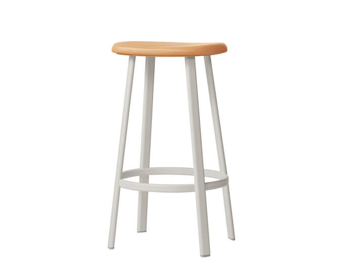 Anno Stool H75, light grey / cognac leather