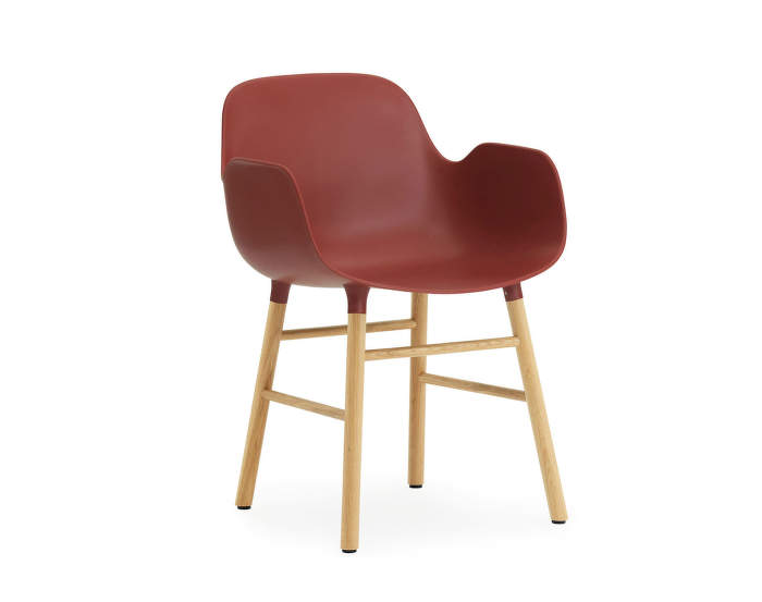 Židle Form s područkami, červená/dub