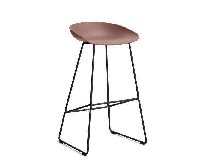 stolicka-AAS 38 Bar Stool High Black Steel, soft brick