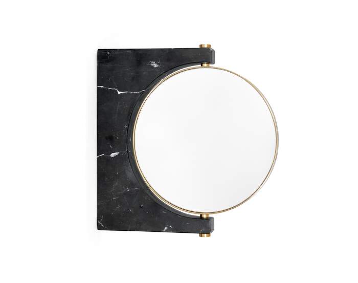 Pepe Marble Wall Mirror, brass / black marble-webcerna