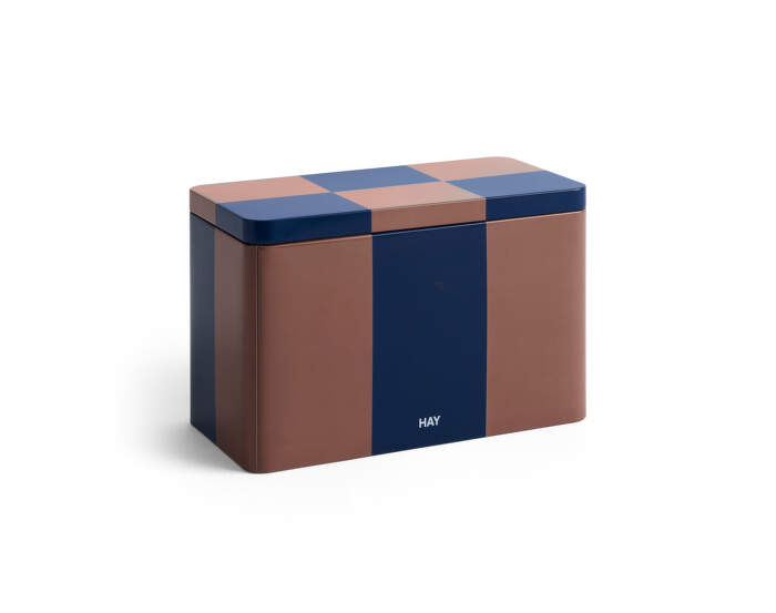 Úložný box Tin Container Medium, brown and midnight blue