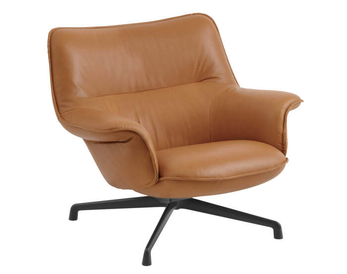 Křeslo Doze Lounge Chair Low Swivel, Refine Leather Cognac / anthracite black