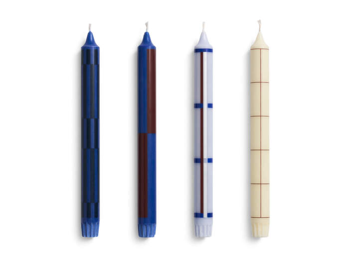 Svíčky Pattern Candle set 4ks, blue and silver