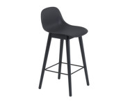 Barová stolička Fiber Stool 65cm s opěrkou, Wood base, black