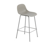 Barová stolička Fiber Stool 65cm s opěrkou, Tube Base, grey
