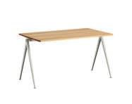 Pracovní stůl Pyramid Table 01, 140 x 75 x 74cm, beige powder coated steel / clear lacquered solid oak