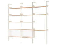 Policová sestava Rombe Konfigurace J, alabaster/lacquered oak