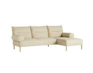 3-místná pohovka Pandarine, right, cylindrical armrest, lint beige / oiled solid oak