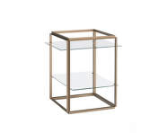 Policová sestava Florence Shelf Small, raw gold frame / clear glass shelves