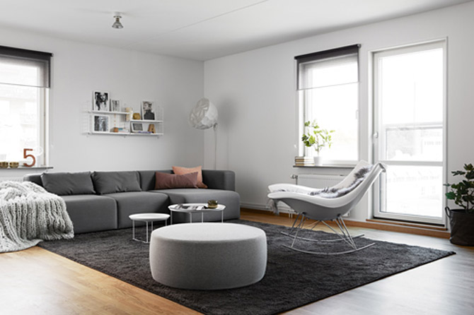 Černobílý byt ve skandinávském stylu